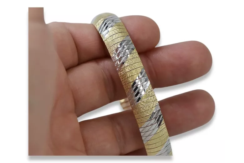 Amarillo blanco italiano 14k oro fantasía pulsera cbt003yw
