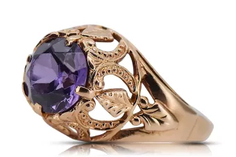 Rose 14K pink gold Alexandrite Ring vrc080 Russian Soviet Vintage style