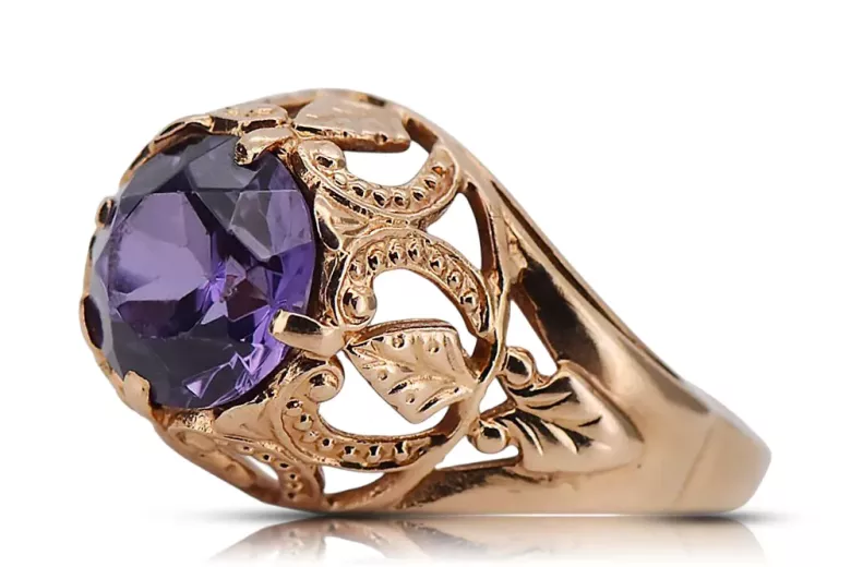 Russian Soviet rose 14k 585 gold Alexandrite Ruby Emerald Sapphire Zircon ring  vrc080