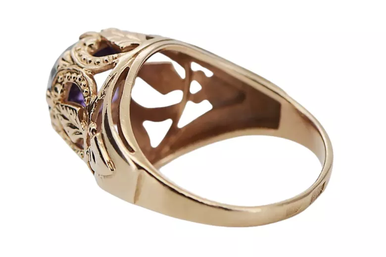 Ruso soviético rosa 14k 585 oro Alexandrite Ruby Esmeralda anillo Zircon vrc080