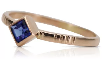 Pierścionek z różowego czerwonego złota 14k 585 z Szafirem vrc138 Vintage