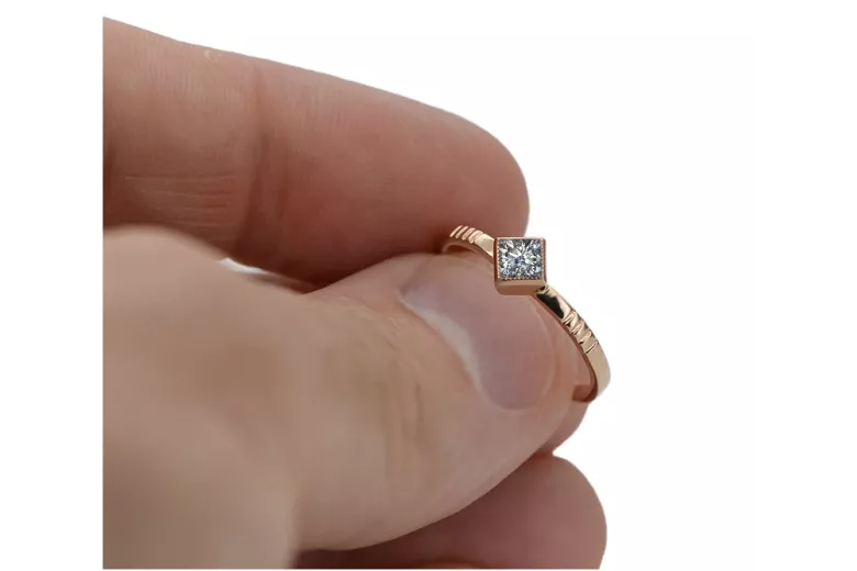 Pierścionek z różowego czerwonego złota 14k 585 z Cyrkonią vrc138 Vintage