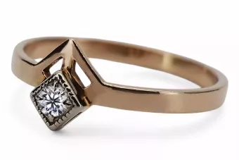 Rose pink 14k gold 585 Zircon ring vrc313r Russian Soviet Vintage style