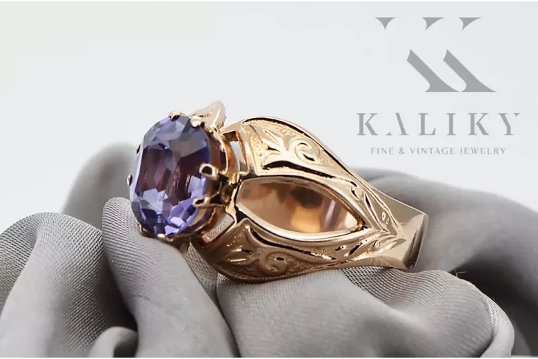 Rosă sovietică rusă 14k 585 aur alexandrit rubin smaragd safir zircon inel vrc135