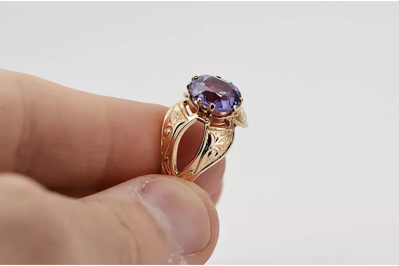 Руски съветски роза 14k 585 злато Александрит Рубин Изумруд Сапфир Циркон пръстен vrc135