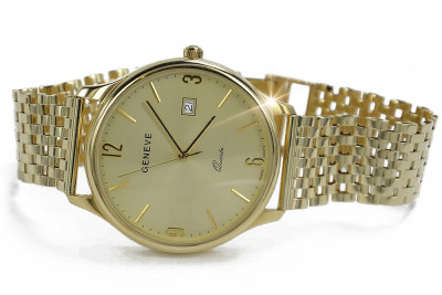 Gold men's watch Geneve ☆ zlotychlopak.pl ☆ Gold purity 585 333