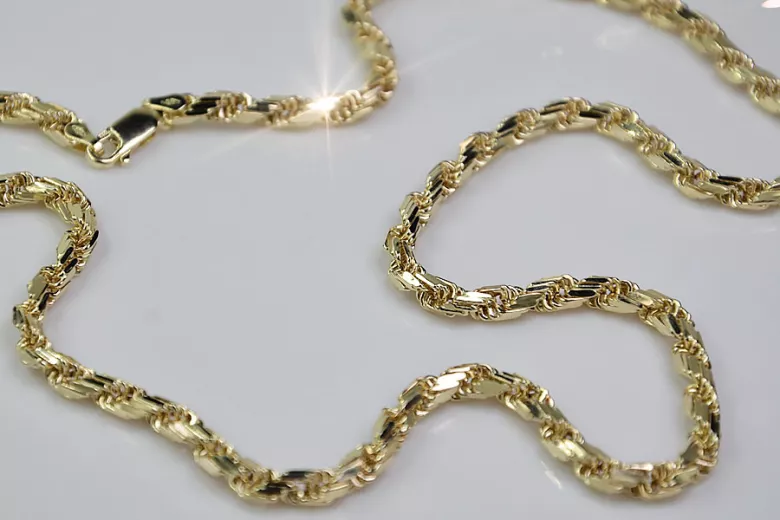 Galben italian 14k 585 aur Corda Rope lanț cc038y