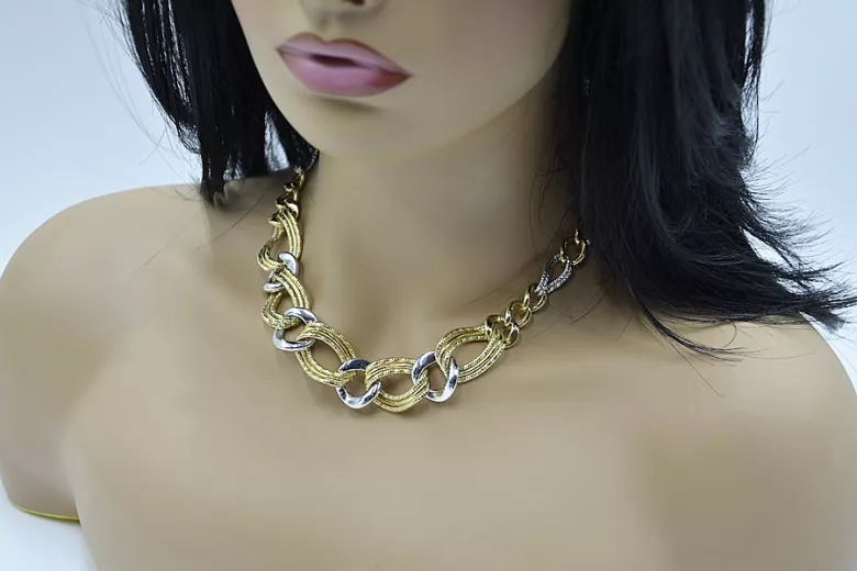 Russian rose pink USSR soviet Italian yellow gold necklace chain