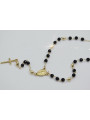 Cadena italiana de rosario de oro 14k 585 con piedras de ónix rcc005y