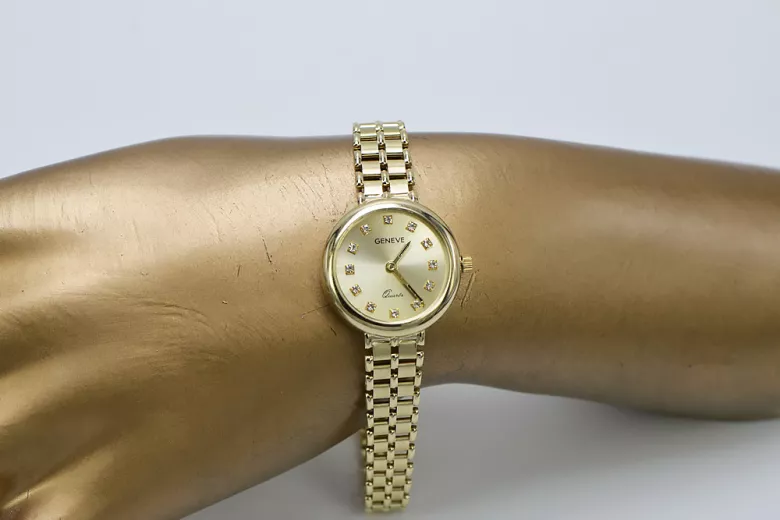 Galben italian 14k aur 585 doamnă Geneve ceas lw041y