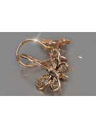 "Exquisite 14K 585 Rose Gold Butterfly Earrings from Vintage Era, No Stones" ven173
