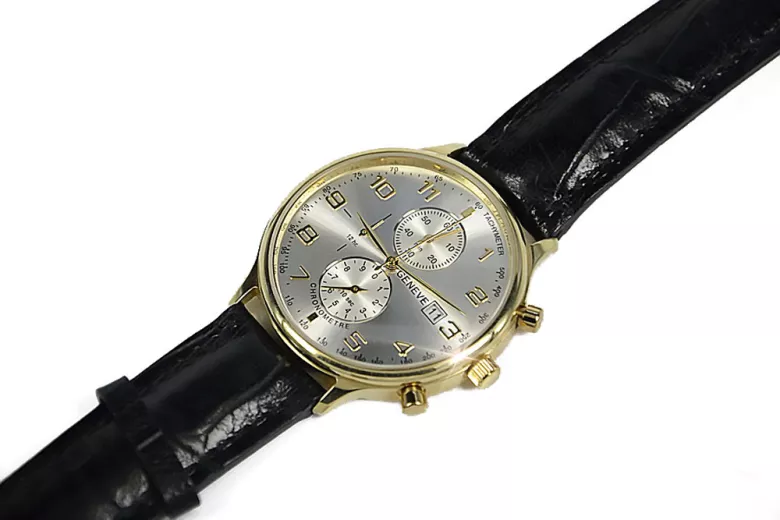 Жовтий 14k 585 золотий чоловічий годинник Geneve mw005y