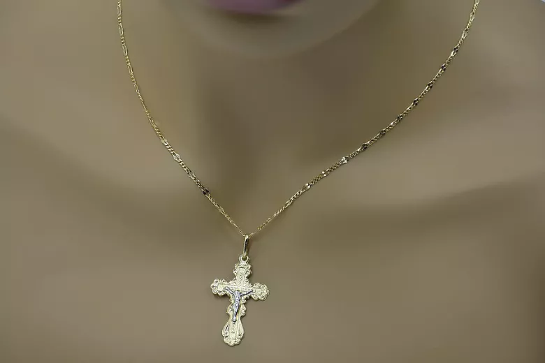 Exquisites Orthodoxes Kreuz aus 14K Weiß- & Gelbgol oc002wy