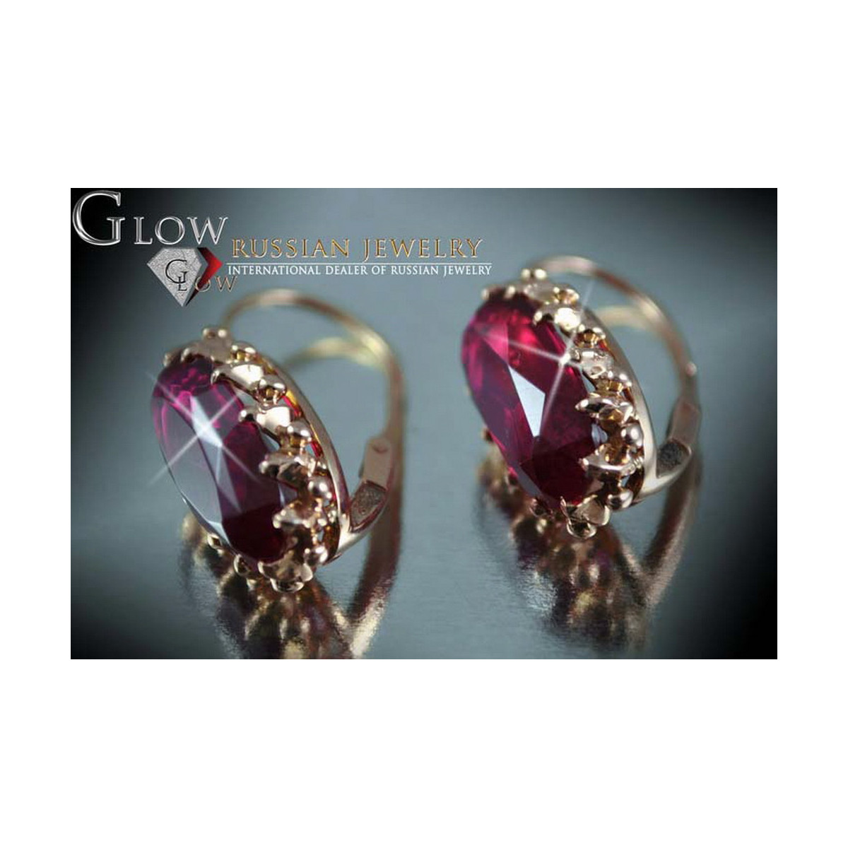 Vintage rose pink 14k 585 gold earrings vec041 alexandrite ruby emerald sapphire ...