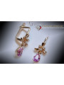 Vintage rose pink 14k 585 gold earrings vec045 alexandrite ruby emerald sapphire ...