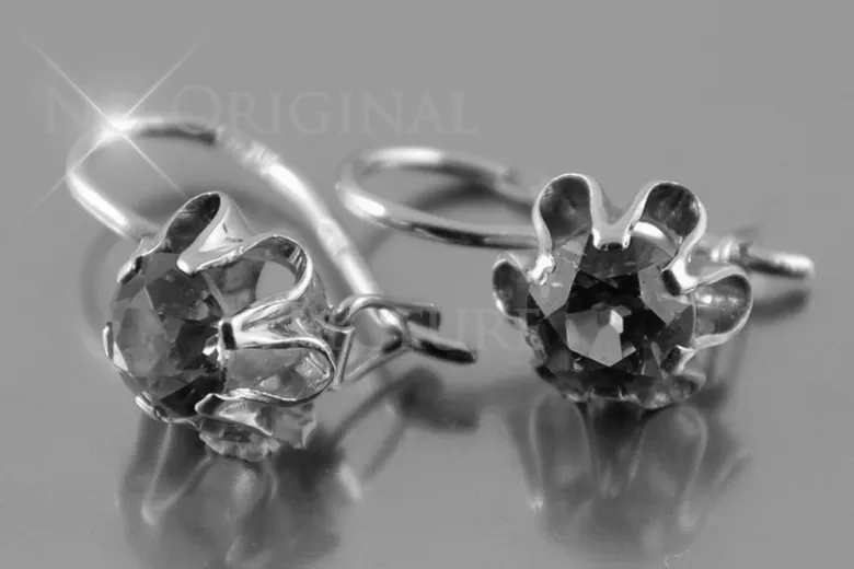 Vintage rose pink 14k 585 gold earrings vec050 alexandrite ruby emerald sapphire ...
