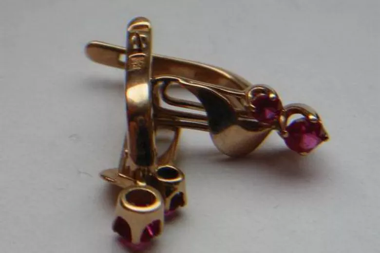 Russische Sowjetische Rose Pink 14k 585 Gold Ohrringe vec075 Alexandrit Rubin Smaragd Saphir ...