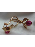 Vintage rose pink 14k 585 gold earrings vec076 alexandrite ruby emerald sapphire ...