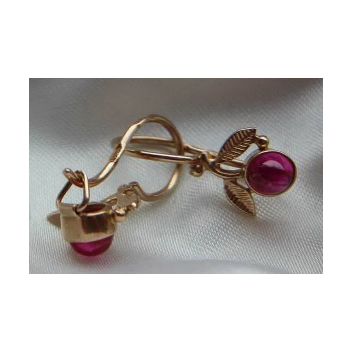 Russische Sowjetische Rose Pink 14k 585 Gold Ohrringe vec076 Alexandrit Rubin Smaragd Saphir ...