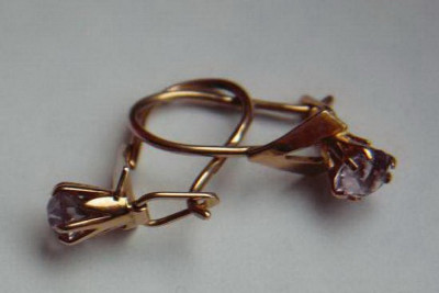 Rusă sovietică a crescut roz 14k 585 cercei de aur vec077 alexandrit rubin smarald safir ...