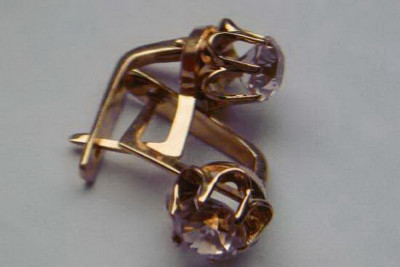 Russische Sowjetische Rose Pink 14k 585 Gold Ohrringe vec083 Alexandrit Rubin Smaragd Saphir ...