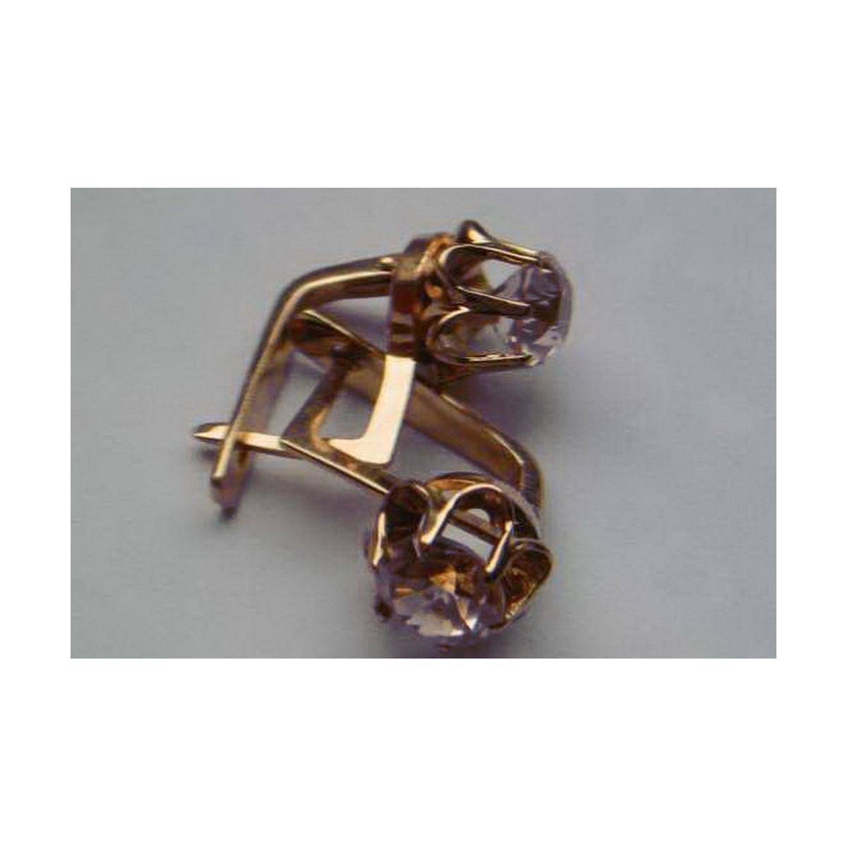 Vintage rose pink 14k 585 gold earrings vec083 alexandrite ruby emerald sapphire ...