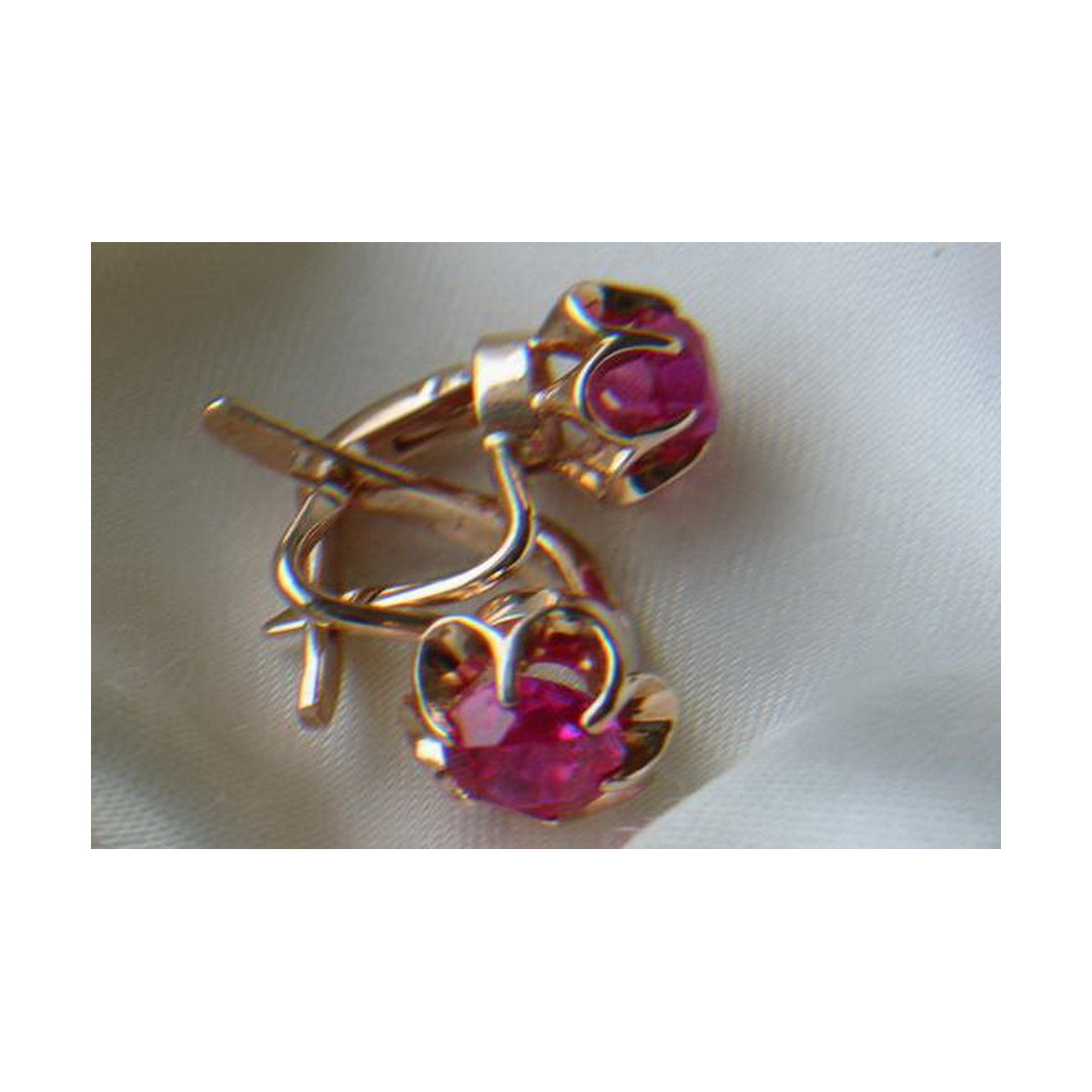 Russische Sowjetische Rose Pink 14k 585 Gold Ohrringe vec086 Alexandrit Rubin Smaragd Saphir ...