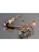 Vintage rose pink 14k 585 gold earrings vec094 alexandrite ruby emerald sapphire ...