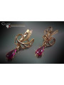 Vintage rose pink 14k 585 gold earrings vec097 alexandrite ruby emerald sapphire ...