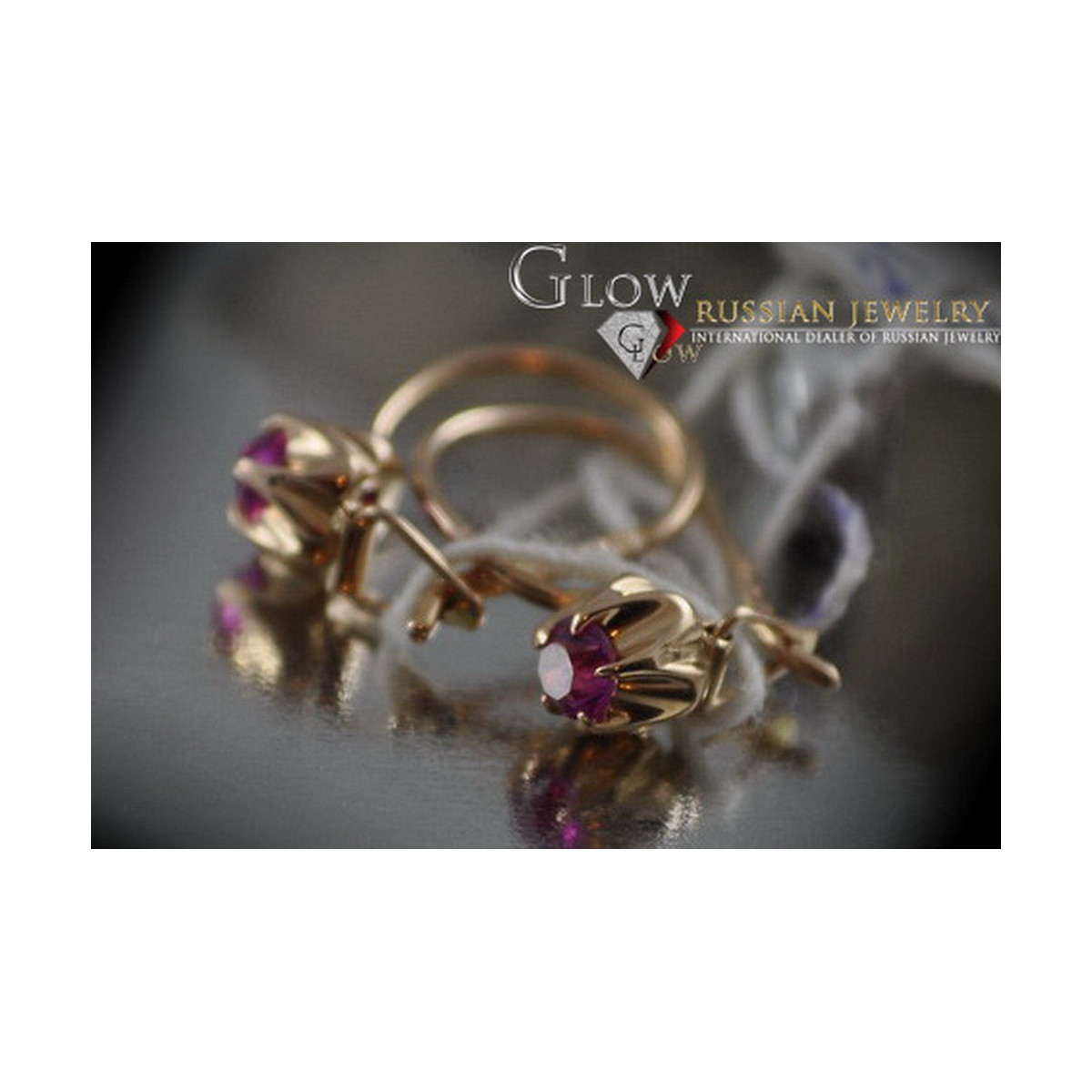 Vintage rose pink 14k 585 gold earrings vec100 alexandrite ruby emerald sapphire ...