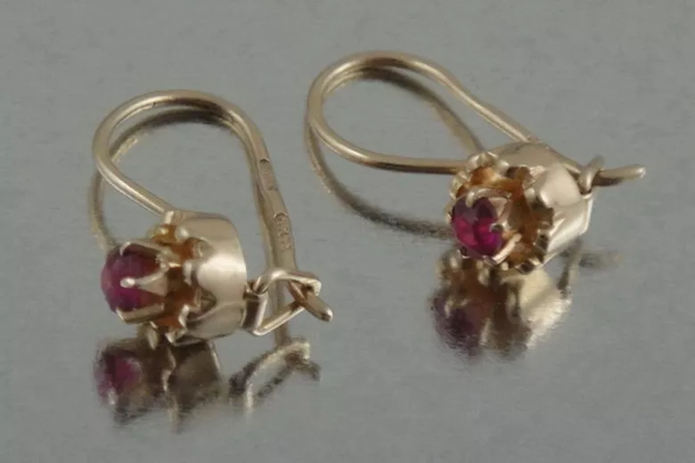 Russische Sowjetische Rose Pink 14k 585 Gold Ohrringe vec104 Alexandrit Rubin Smaragd Saphir ...