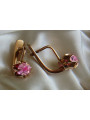 Vintage rose pink 14k 585 gold earrings vec110 alexandrite ruby emerald sapphire ...