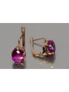 Vintage rose pink 14k 585 gold earrings vec111 alexandrite ruby emerald sapphire ...