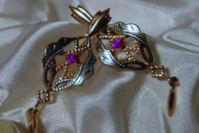 Vintage rose pink 14k 585 gold earrings vec115 alexandrite ruby emerald sapphire ...