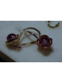 Boucles d’oreilles en or rose soviétique russe 14k 585 vec118 alexandrite rubis émeraude saphir ...