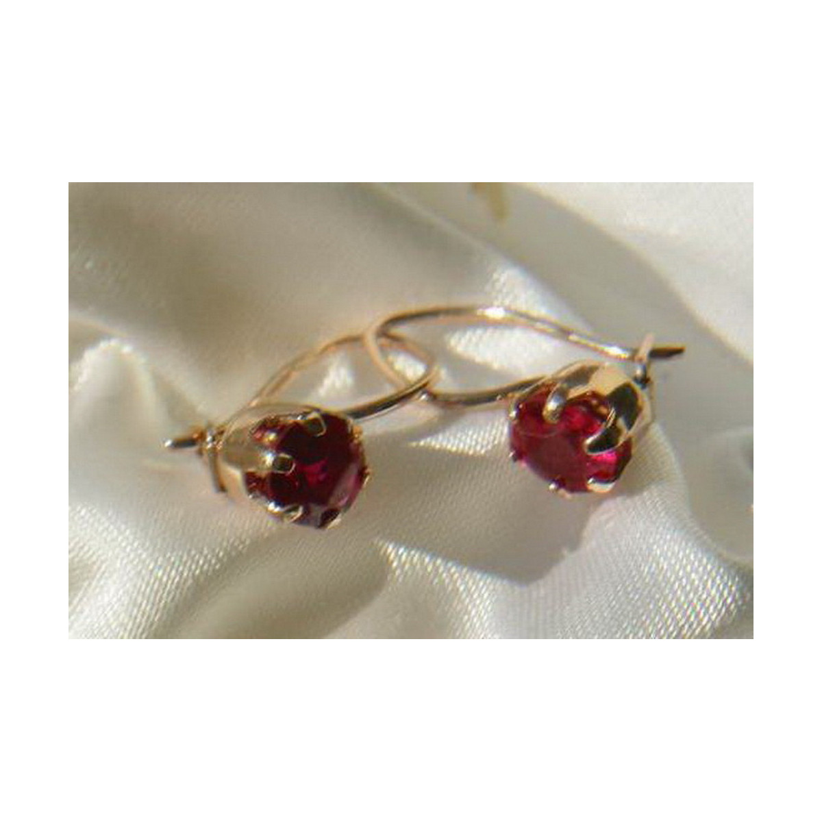 Boucles d’oreilles en or rose soviétique russe 14k 585 vec119 alexandrite rubis émeraude saphir ...
