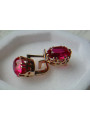 Vintage rose pink 14k 585 gold earrings vec126 alexandrite ruby emerald sapphire ...