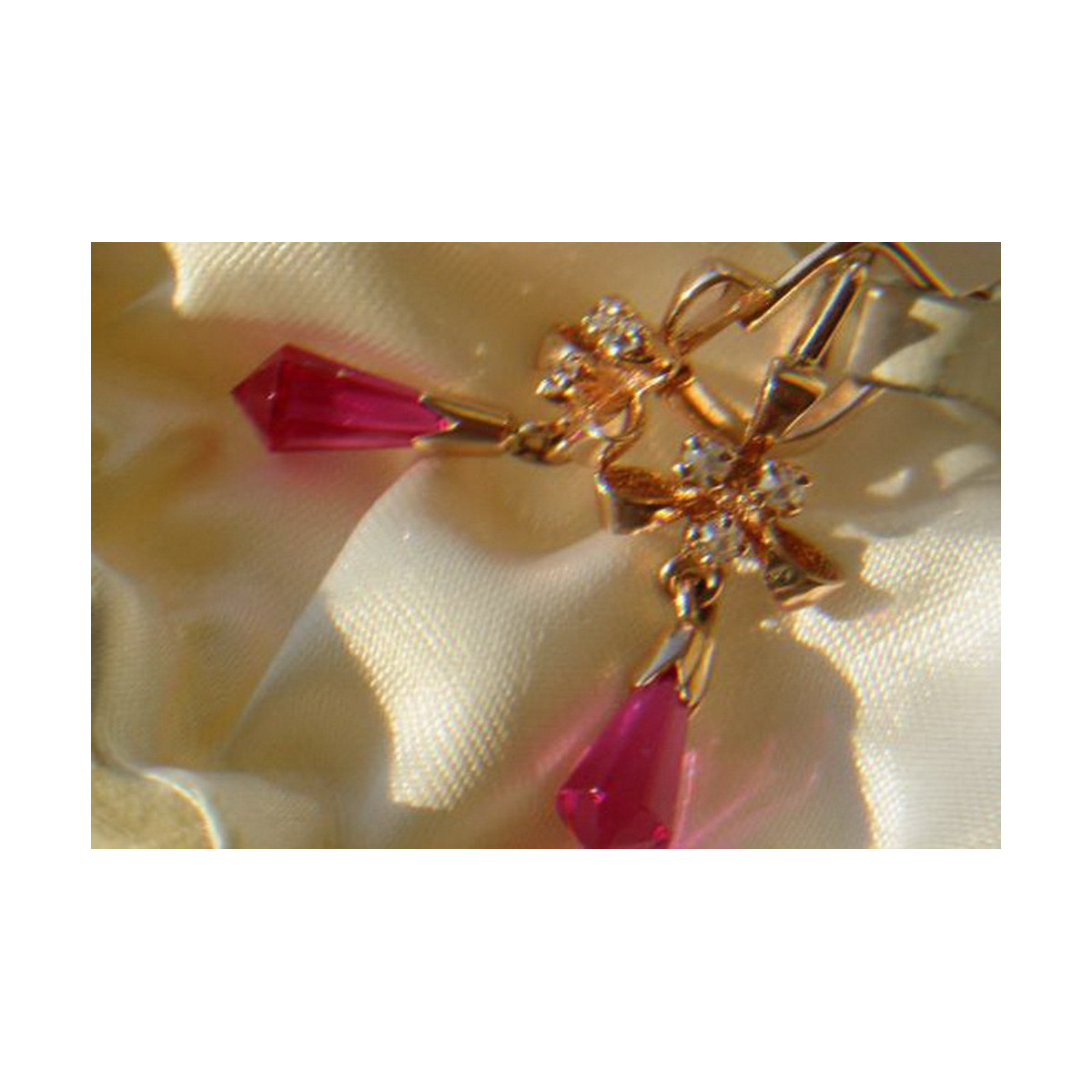 Ruso soviético rosa rosa 14k 585 pendientes de oro vec127 alejandrita rubí esmeralda zafiro ...