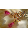 Vintage rose pink 14k 585 gold earrings vec127 alexandrite ruby emerald sapphire ...