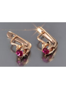 Vintage rose pink 14k 585 gold earrings vec134 alexandrite ruby emerald sapphire ...