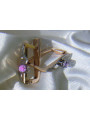 Vintage rose pink 14k 585 gold earrings vec151 alexandrite ruby emerald sapphire ...