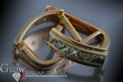 Boucles d’oreilles en or rose soviétique russe 14k 585 vec169 alexandrite rubis émeraude saphir ...