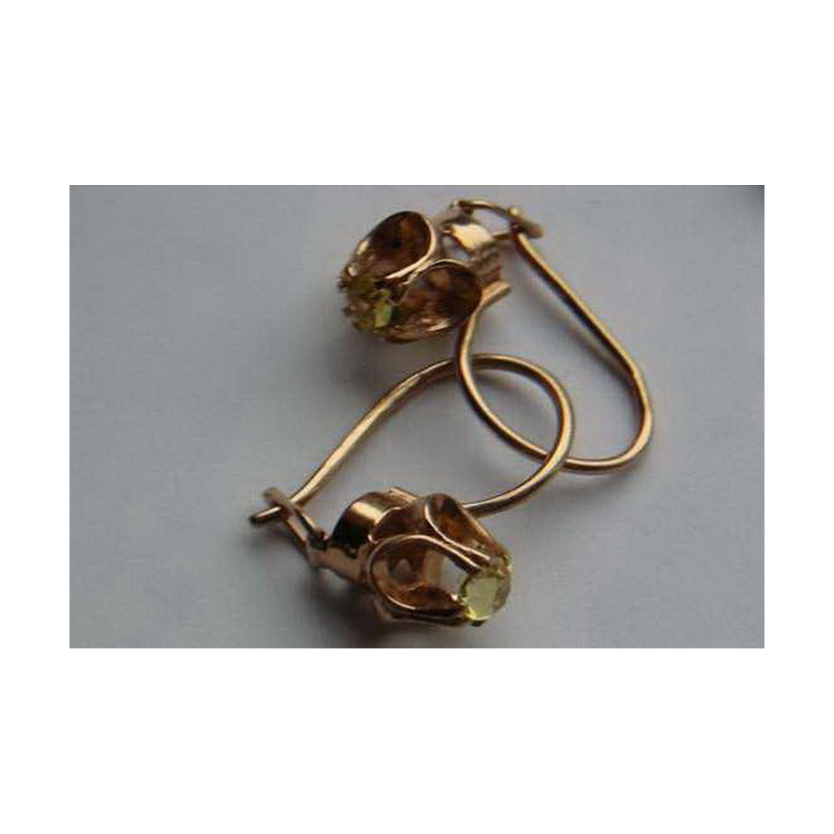 Boucles d’oreilles en or rose soviétique russe 14k 585 vec173 alexandrite rubis émeraude saphir ...