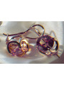 Boucles d’oreilles en or rose soviétique russe 14k 585 vec176 alexandrite rubis émeraude saphir ...