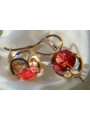 Vintage rose pink 14k 585 gold earrings vec176 alexandrite ruby emerald sapphire ...