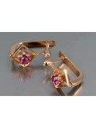 Vintage rose pink 14k 585 gold earrings vec179 alexandrite ruby emerald sapphire ...