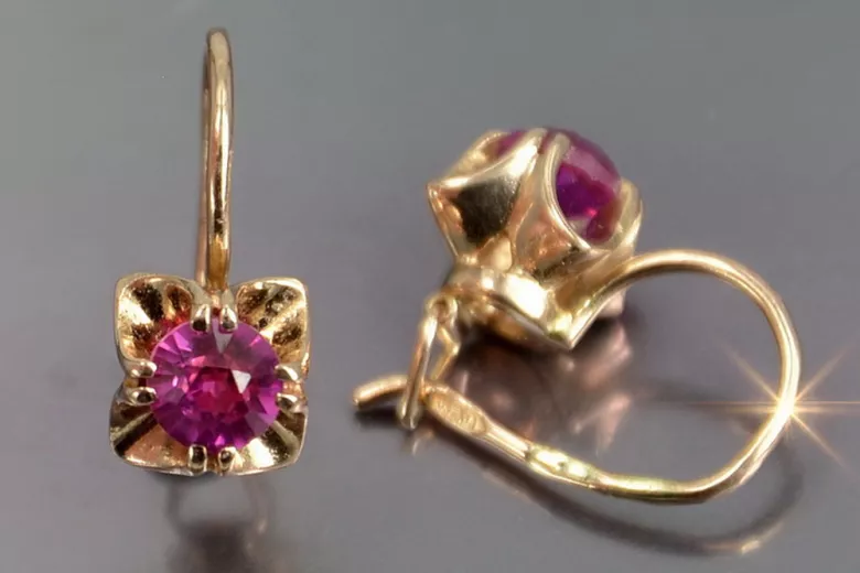 alexandrite ce004 Russian rose pink 14k gold earrings ruby sapphire etc 