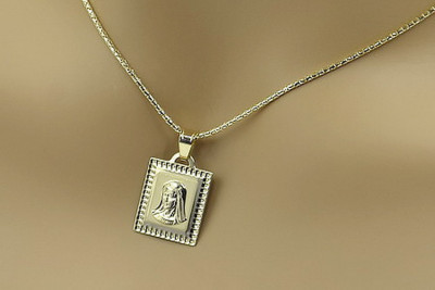 Богородица 14k златен медальон и верига pm002y&cc080y