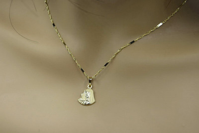 Медальйон Матері Божої & огранений діамантом золотий ланцюжок 14к