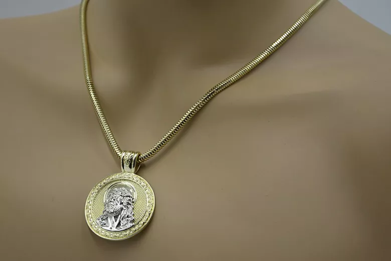 Gold (silver) pendant Jesus & Rope chain (different weights)